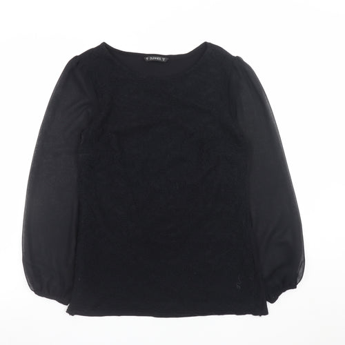 Dunnes Women’s Black Lace Chiffon Long Sleeve Tunic Blouse Size 10
