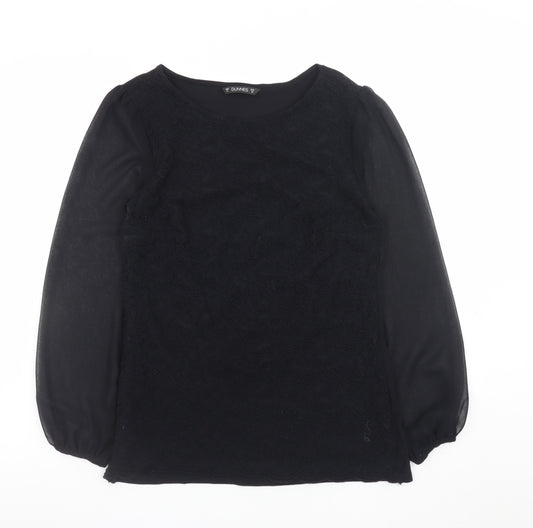 Dunnes Women’s Black Lace Chiffon Long Sleeve Tunic Blouse Size 10