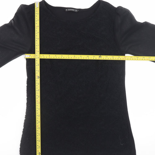 Dunnes Women’s Black Lace Chiffon Long Sleeve Tunic Blouse Size 10