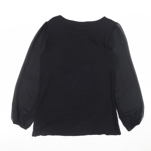 Dunnes Women’s Black Lace Chiffon Long Sleeve Tunic Blouse Size 10