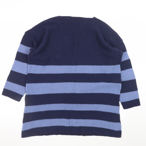 Nova Notte Women's Blue Striped V-Neck Knit Jumper Dress S