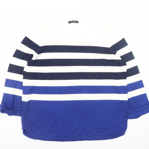 Dunnes Women Blue & White Striped Long Sleeve Jumper Size L