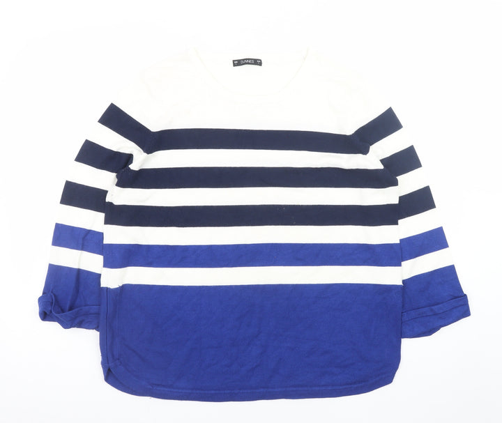Dunnes Women Blue & White Striped Long Sleeve Jumper Size L