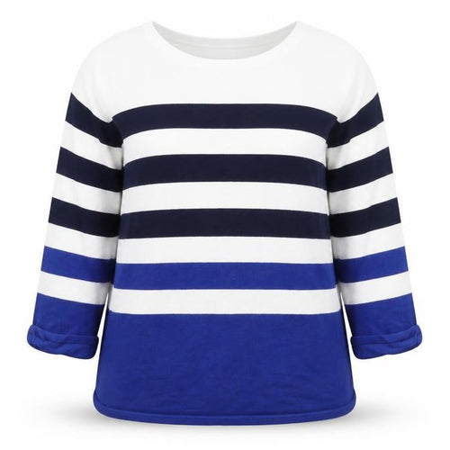 Dunnes Women Blue & White Striped Long Sleeve Jumper Size L