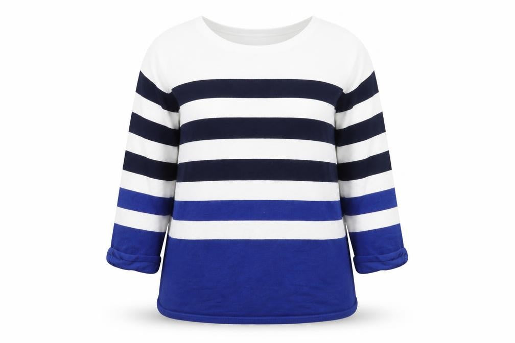 Dunnes Women Blue & White Striped Long Sleeve Jumper Size L