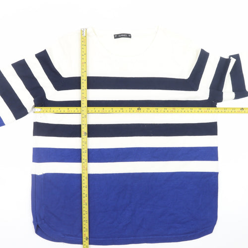 Dunnes Women Blue & White Striped Long Sleeve Jumper Size L