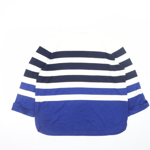 Dunnes Women Blue & White Striped Long Sleeve Jumper Size L