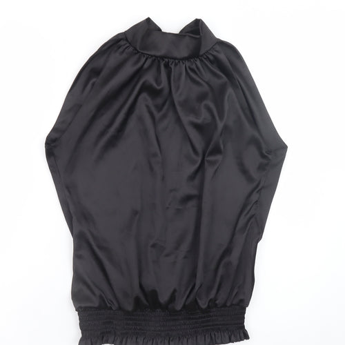 Lili Women's Black Halter Satin Wrap Blouse Size 14