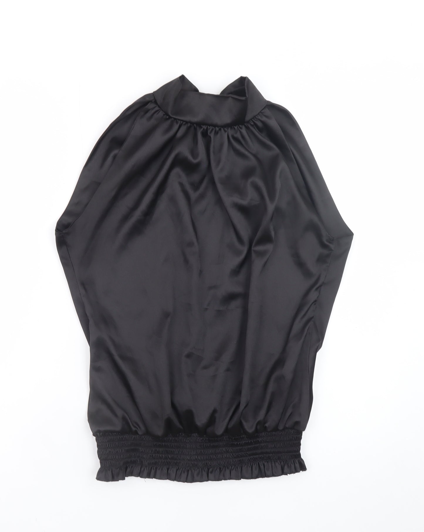 Lili Women's Black Halter Satin Wrap Blouse Size 14