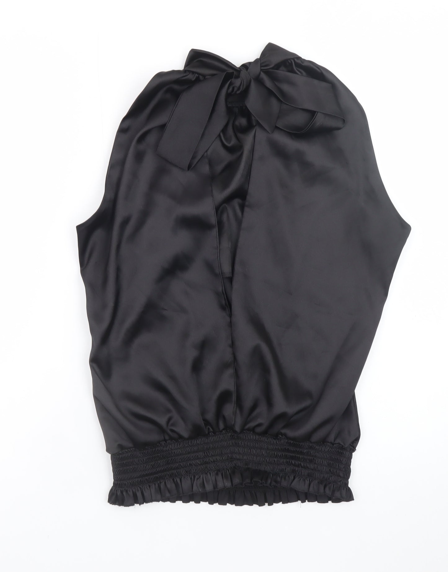 Lili Women's Black Halter Satin Wrap Blouse Size 14