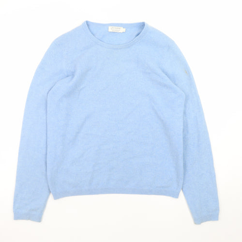 Lochmere Women Blue Pure Cashmere Crew Neck Jumper Size M