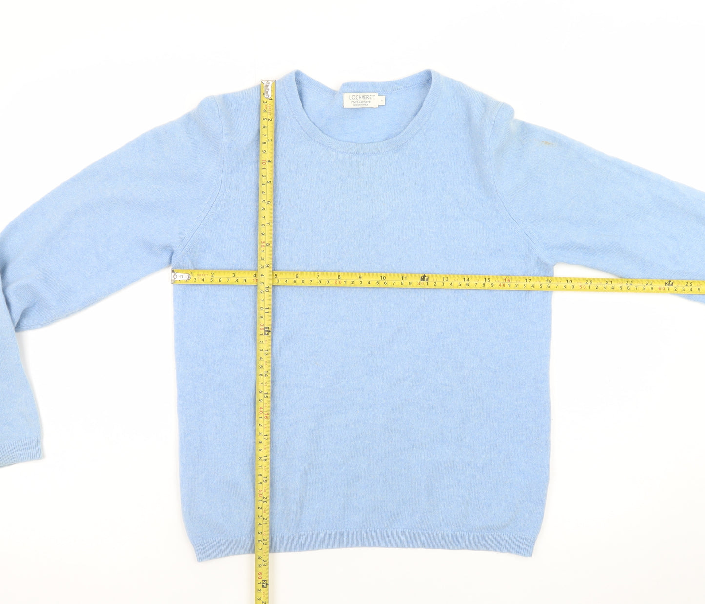 Lochmere Women Blue Pure Cashmere Crew Neck Jumper Size M