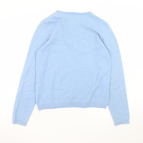 Lochmere Women Blue Pure Cashmere Crew Neck Jumper Size M