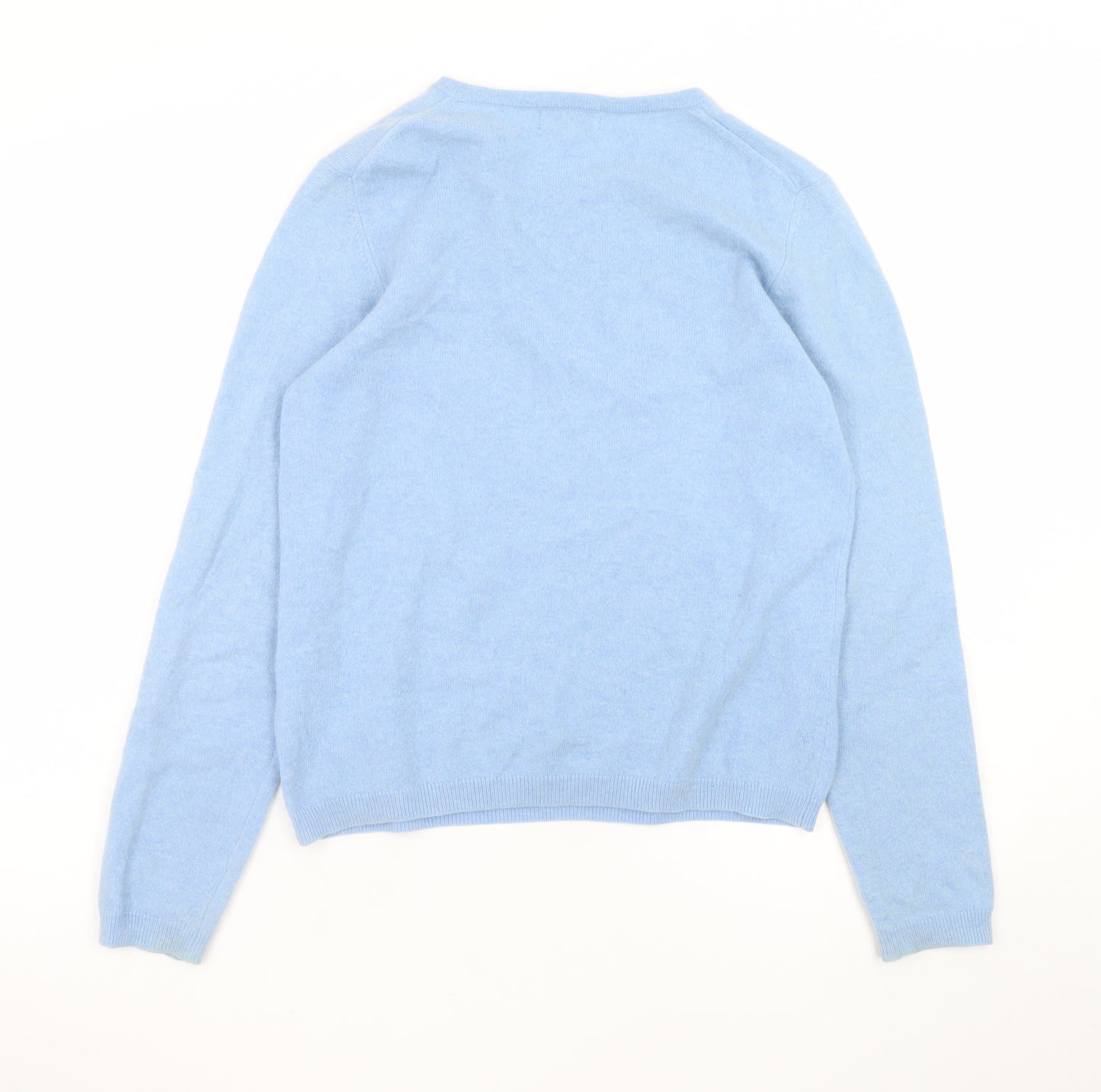 Lochmere Women Blue Pure Cashmere Crew Neck Jumper Size M