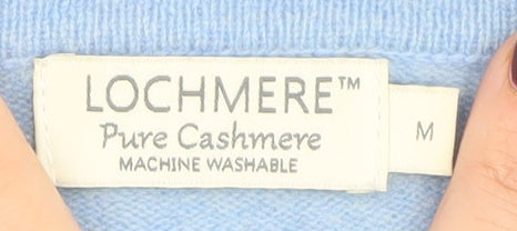 Lochmere Women Blue Pure Cashmere Crew Neck Jumper Size M