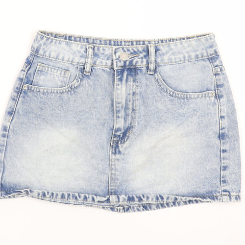 SHEIN Women Blue Denim Mini Skirt Petite XS High Waist Casual
