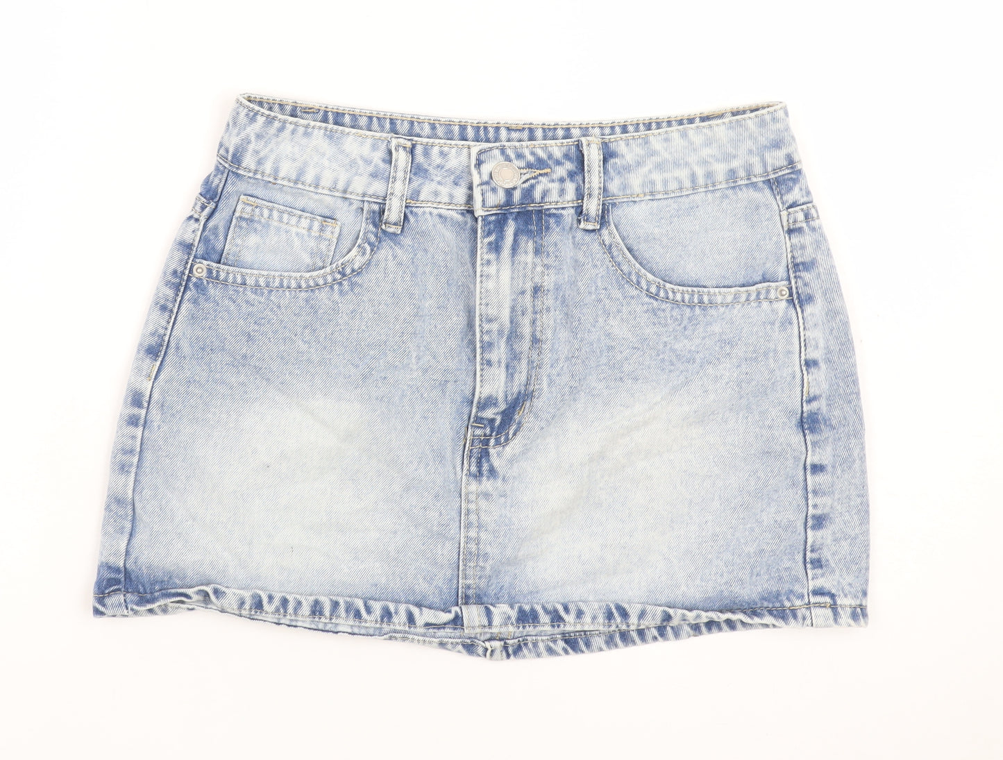 SHEIN Women Blue Denim Mini Skirt Petite XS High Waist Casual