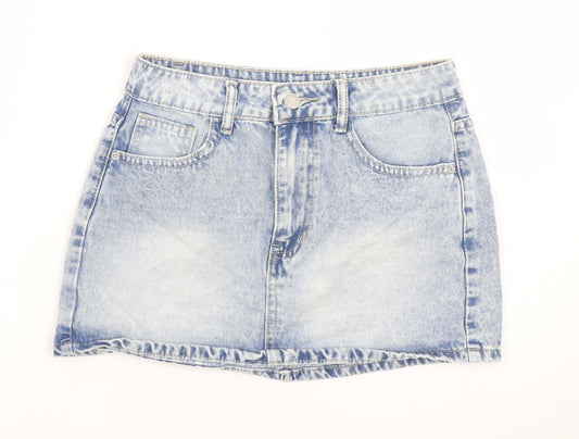 SHEIN Women Blue Denim Mini Skirt Petite XS High Waist Casual
