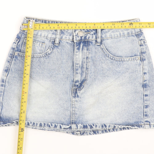 SHEIN Women Blue Denim Mini Skirt Petite XS High Waist Casual