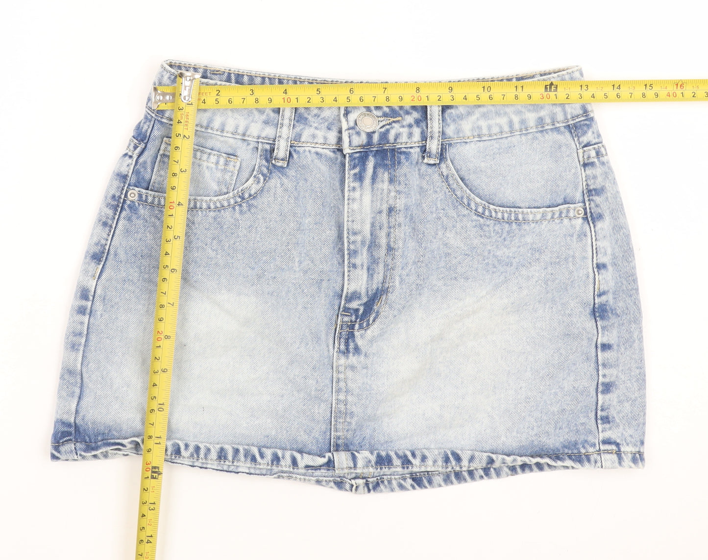 SHEIN Women Blue Denim Mini Skirt Petite XS High Waist Casual
