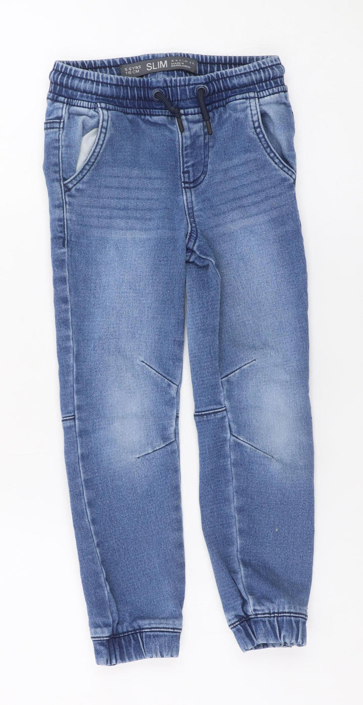 Denim Co Boys Blue Jeans 5-6 Years Slim Fit Drawstring Waist