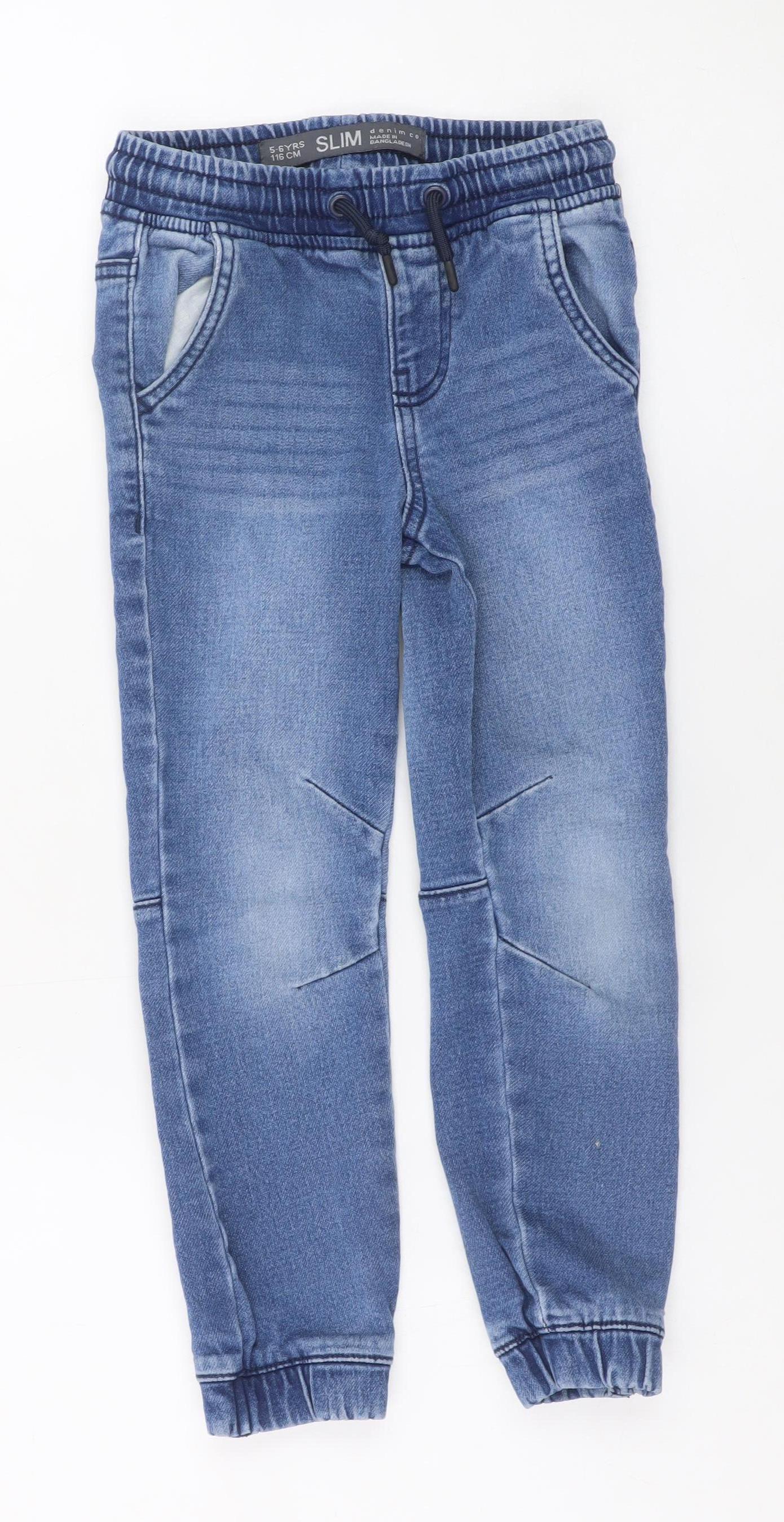 Denim Co Boys Blue Jeans 5-6 Years Slim Fit Drawstring Waist