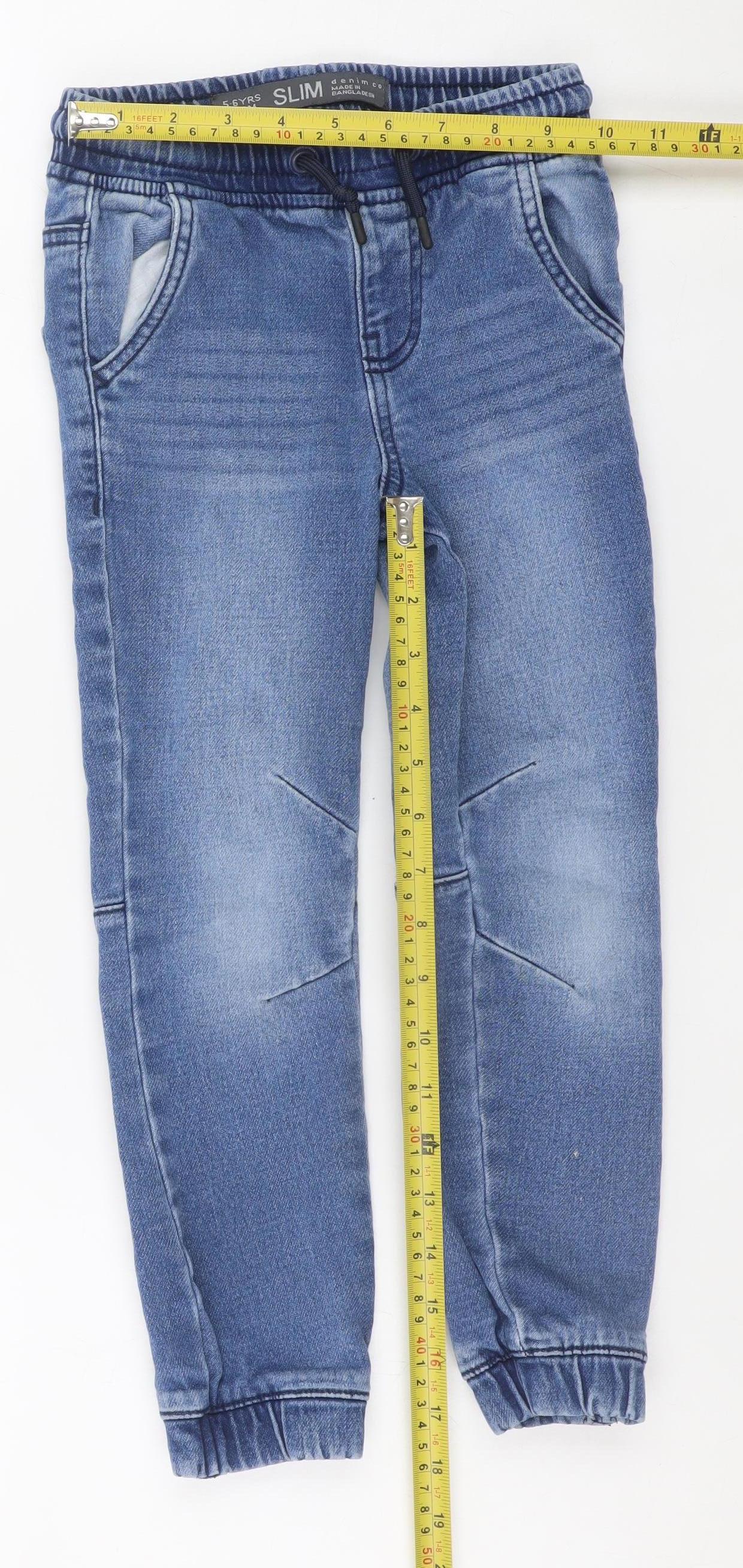 Denim Co Boys Blue Jeans 5-6 Years Slim Fit Drawstring Waist