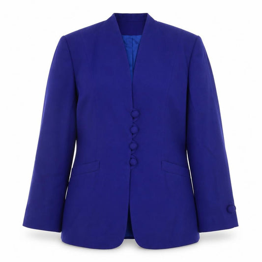 Front view of Libra Design Women's Blue Pure New Wool Suit Jacket, size 14