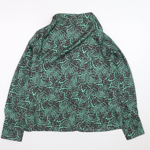 Marks and Spencer Women's Green Animal Print Long Sleeve Blouse Size 10