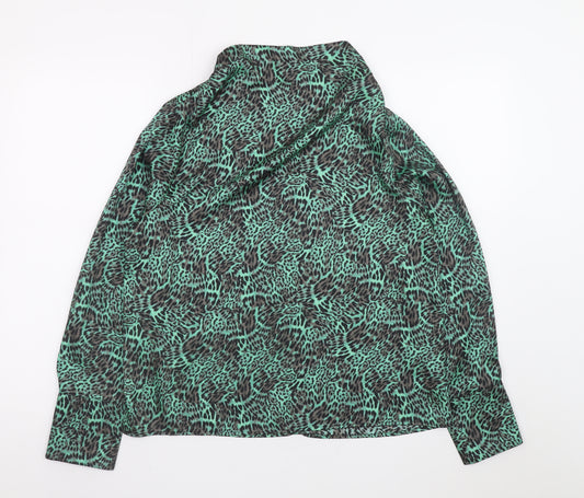 Marks and Spencer Women's Green Animal Print Long Sleeve Blouse Size 10
