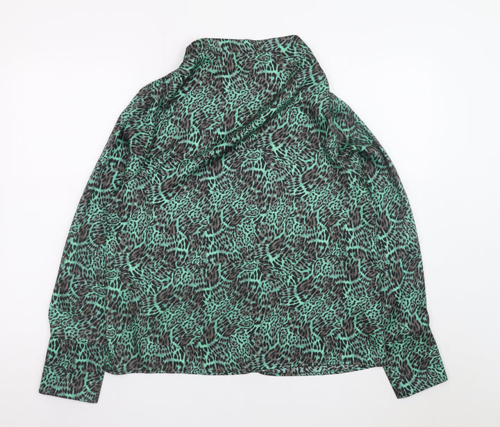 Marks and Spencer Women's Green Animal Print Long Sleeve Blouse Size 10