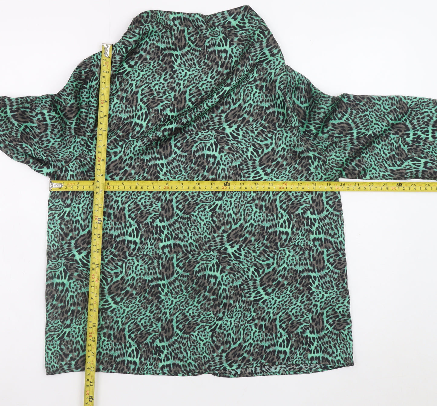 Marks and Spencer Women's Green Animal Print Long Sleeve Blouse Size 10
