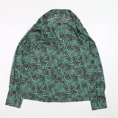 Marks and Spencer Women's Green Animal Print Long Sleeve Blouse Size 10