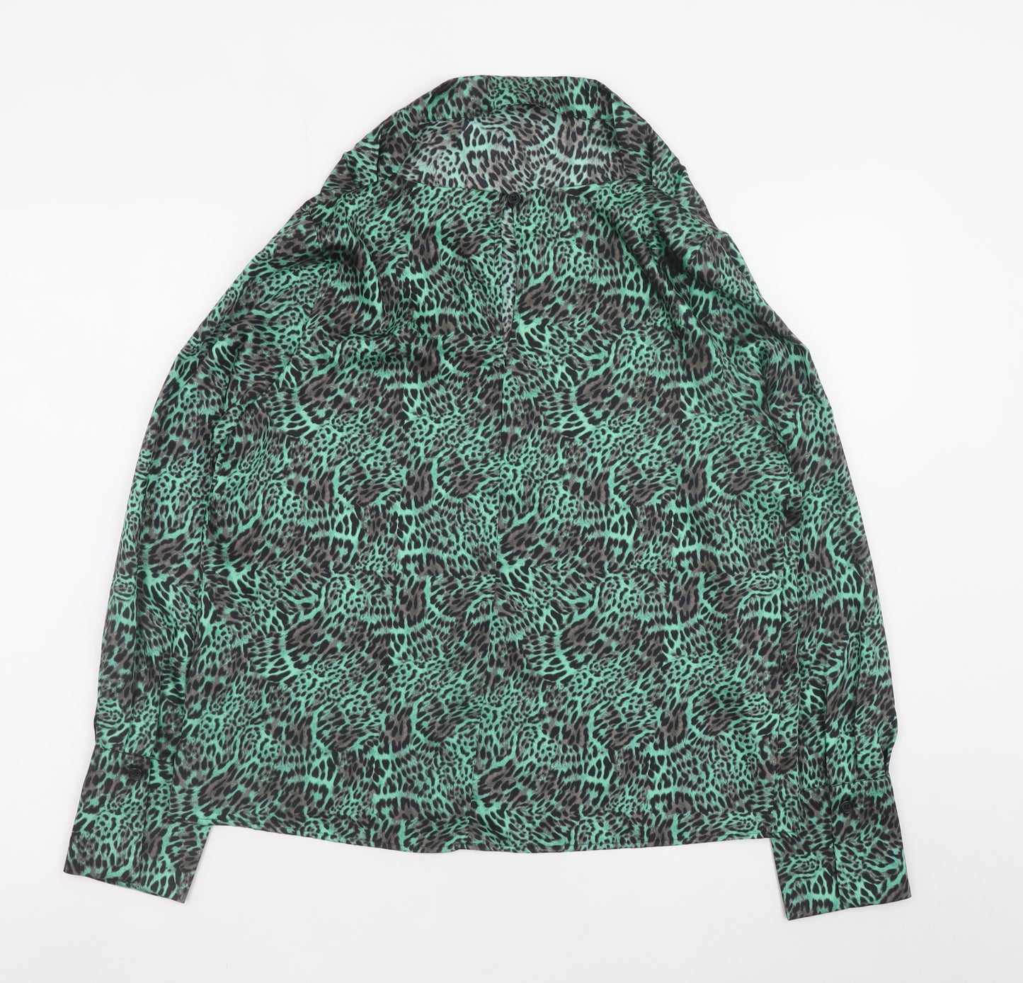 Marks and Spencer Women's Green Animal Print Long Sleeve Blouse Size 10