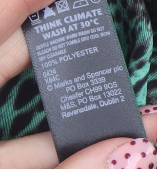 Marks and Spencer Women's Green Animal Print Long Sleeve Blouse Size 10