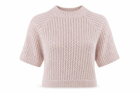 Front view of Next Women Pink Open-Knit 3/4 Sleeve jumper, size 12