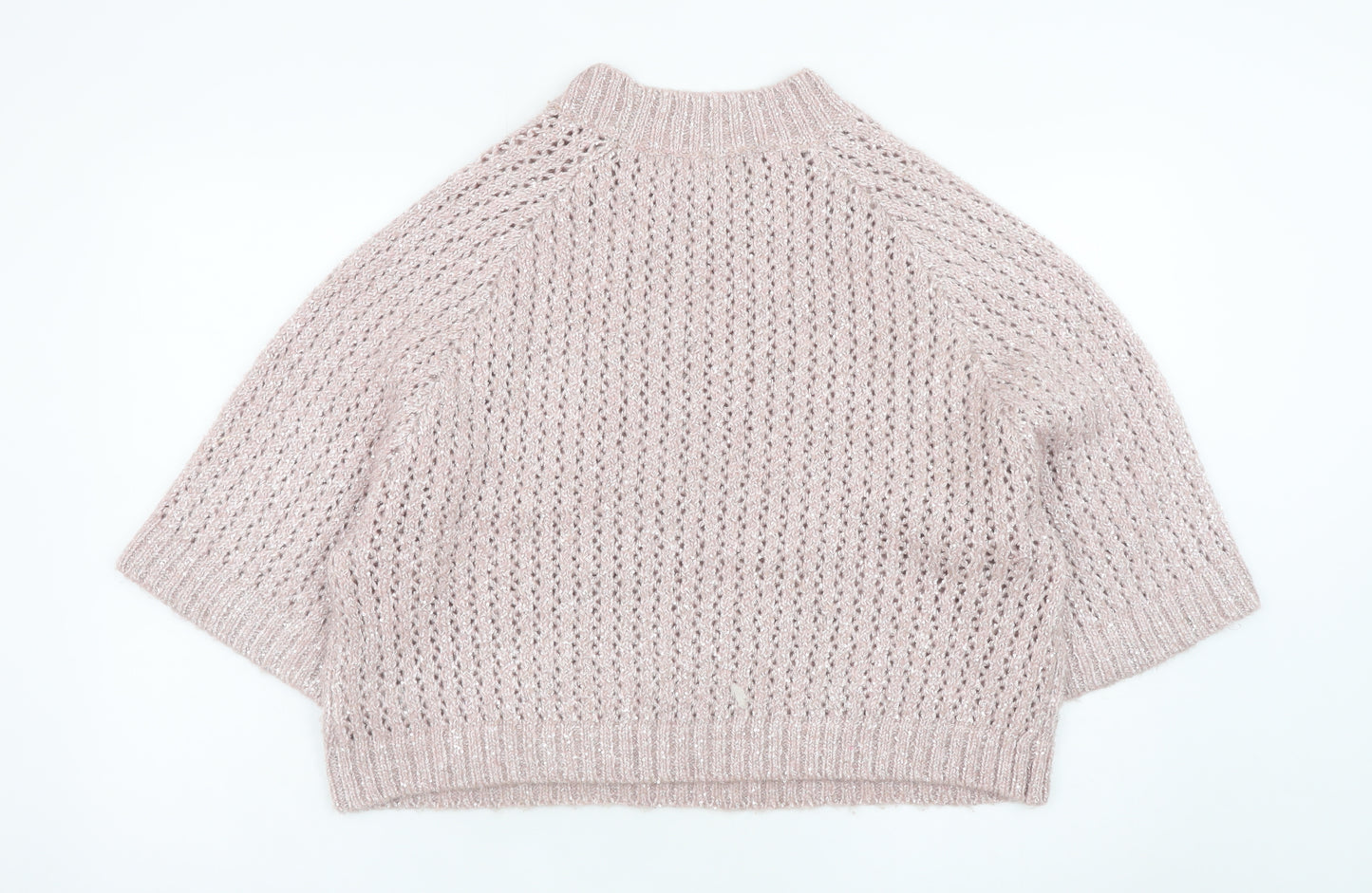Next Women Pink Open-Knit 3/4 Sleeve Pullover Jumper Size 12