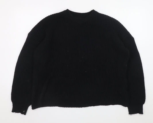 SHEIN Womens Black XS Crew Neck Long Sleeve Knit Pullover Jumper