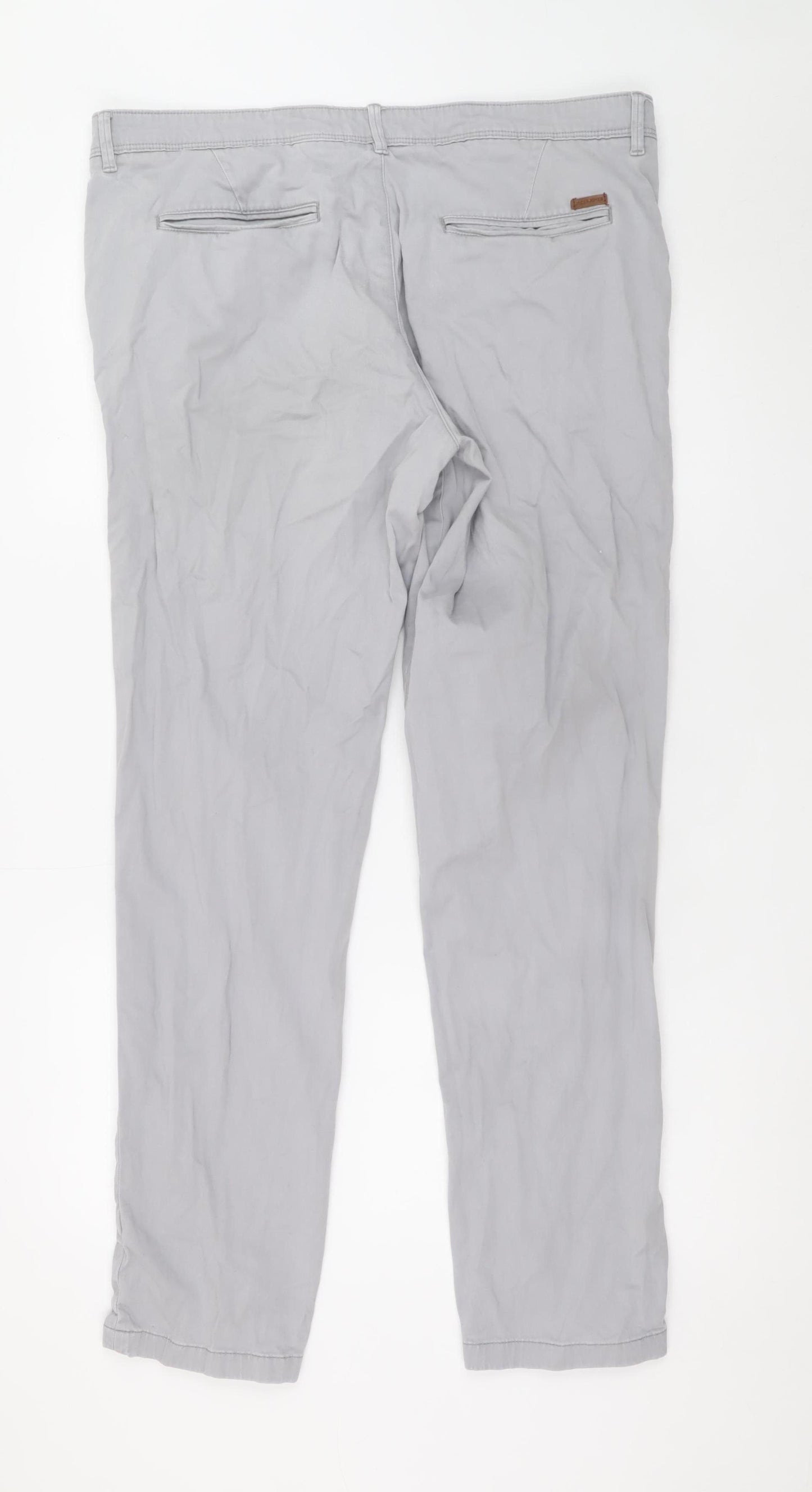 Jack & Jones Men’s Grey Straight Fit Jeans 36W 32L Cotton Blend