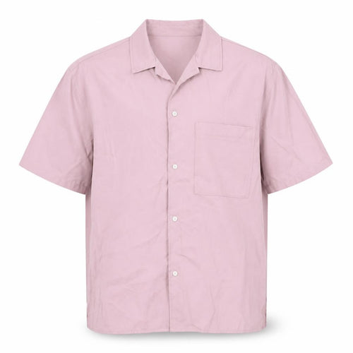 Bershka Men's Pink Short Sleeve Button-Up Shirt L Regular Fit