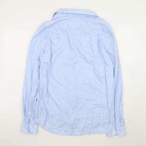 Topman Premium Men's Blue Slim Fit Long Sleeve Cotton Shirt Size L