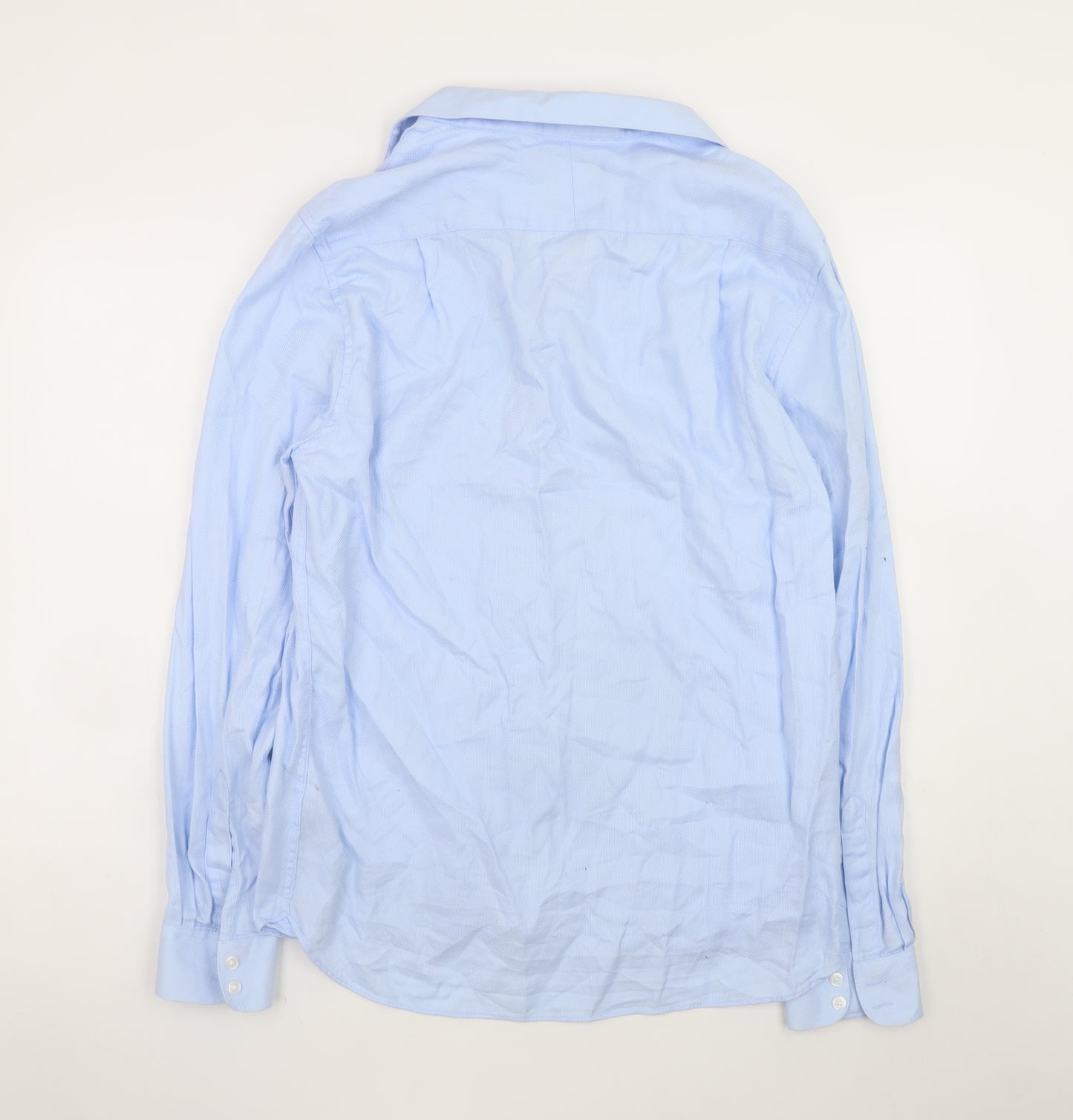 Topman Premium Men's Blue Slim Fit Long Sleeve Cotton Shirt Size L