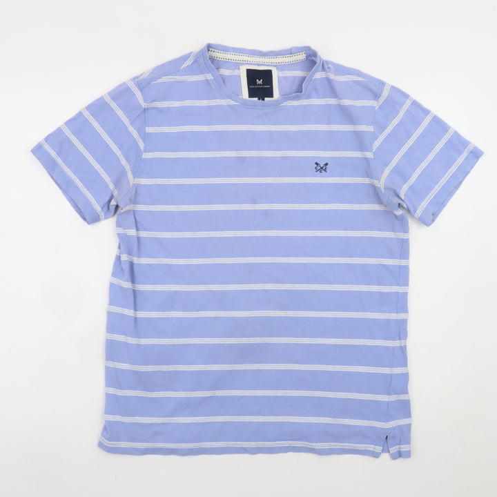 Crew Clothing Company Men's Blue Striped Cotton T-Shirt L Regular Fit