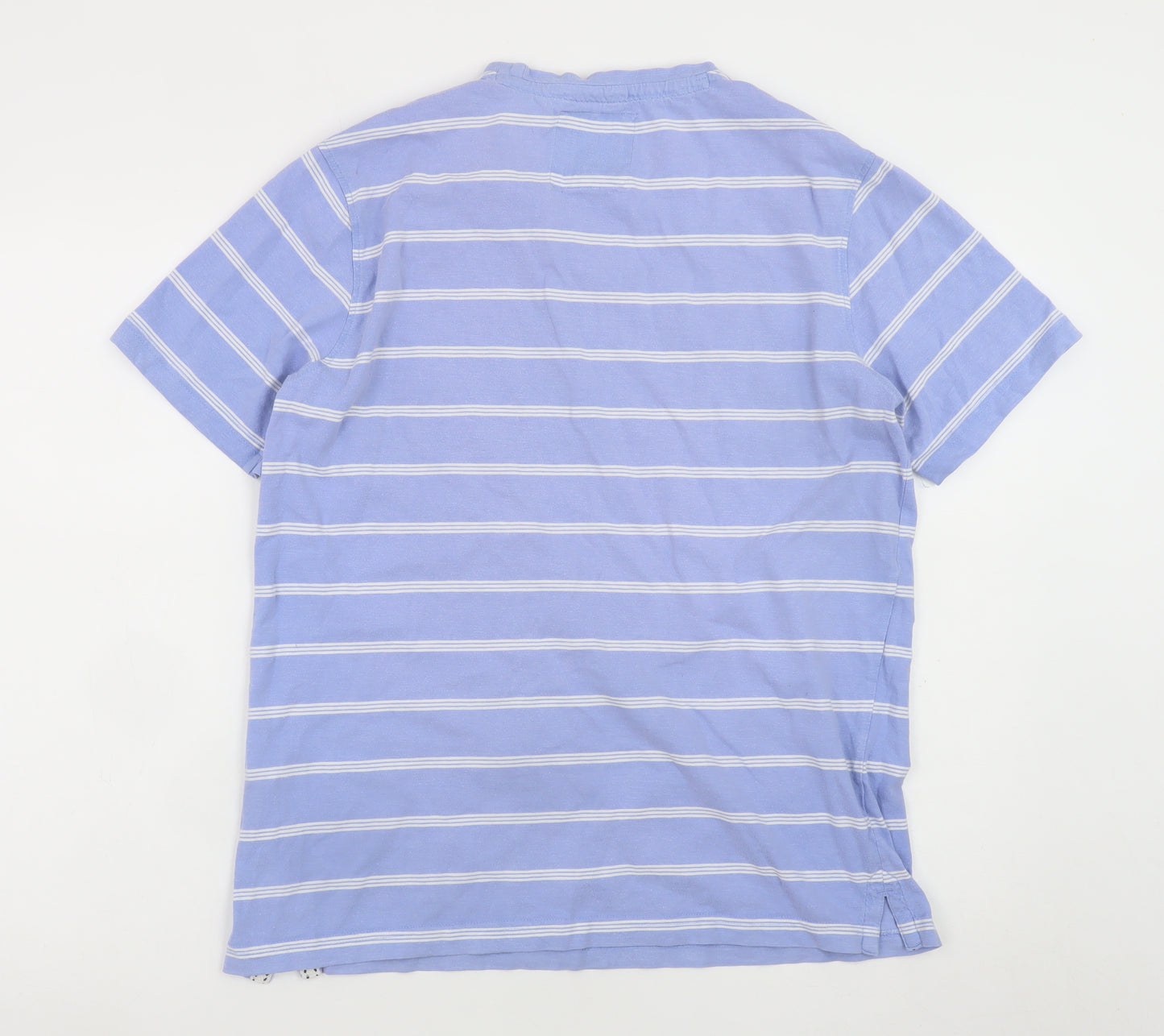 Crew Clothing Company Men's Blue Striped Cotton T-Shirt L Regular Fit
