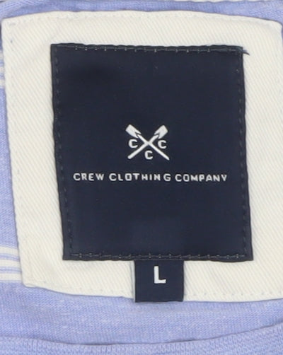 Crew Clothing Company Men's Blue Striped Cotton T-Shirt L Regular Fit