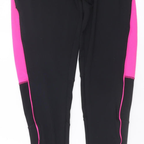 Karrimor Womens Black Pink Run Leggings Size 10 Stretch Ankle Length