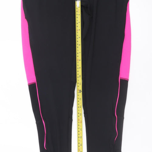 Karrimor Womens Black Pink Run Leggings Size 10 Stretch Ankle Length