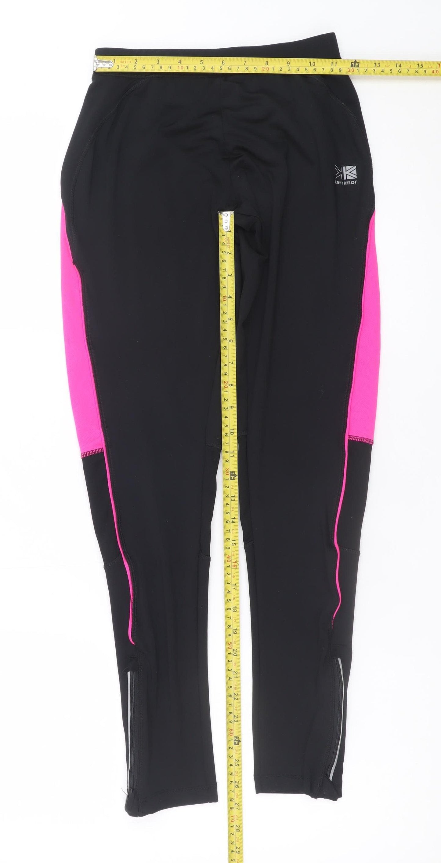 Karrimor Womens Black Pink Run Leggings Size 10 Stretch Ankle Length