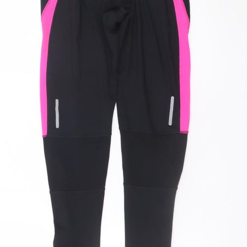 Karrimor Womens Black Pink Run Leggings Size 10 Stretch Ankle Length
