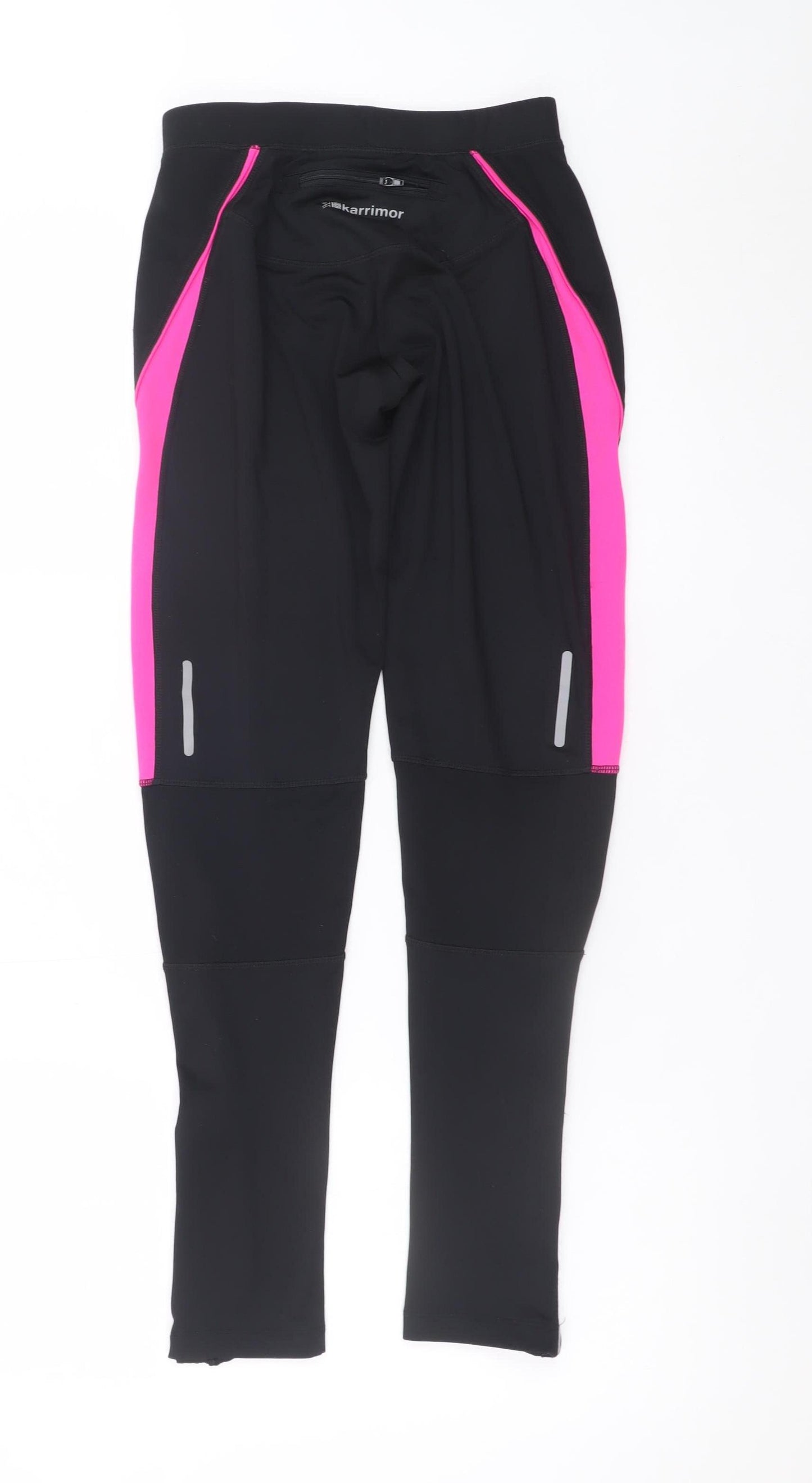 Karrimor Womens Black Pink Run Leggings Size 10 Stretch Ankle Length